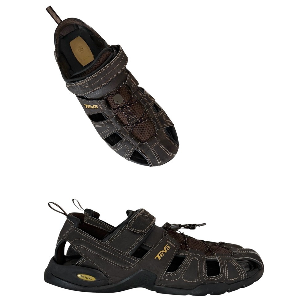 Teva Omnium Men's Brown Closed Toe Hiking Water Sandals ShocPad 1001116 Size 11